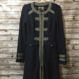 Free People Women’s Blue Wool Military Coat FLAW 0